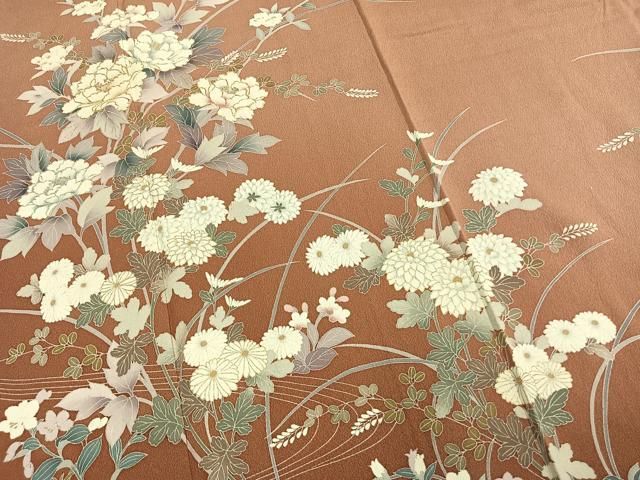 平和屋着物●訪問着 枝花文 金銀彩 正絹 逸品 AABN3775fy