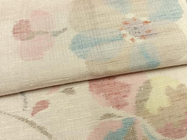 平和屋着物●小千谷紬 花蝶文 証紙付き 正絹 逸品 未使用 AABN3780fy