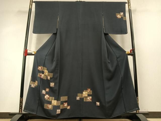 平和屋着物●訪問着 色紙重ね花文 金糸 金彩 正絹 逸品 未使用 AABN3796fy