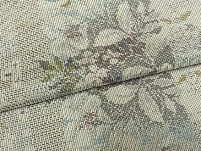 平和屋着物●本場大島紬 白大島 色紙重ね花鳥文 くぼた謹製 証紙付き 正絹 逸品 AABN3799fy