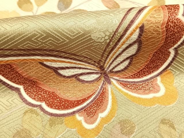 平和屋着物●豪華振袖 花蝶文 暈し染め 金彩 正絹 逸品 AABN3802fy