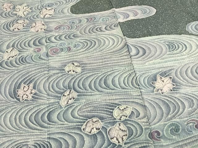 平和屋着物●樋熊哲也 訪問着 辻が花 絞り 手描き 金通し地 正絹 逸品 AABN3808fy