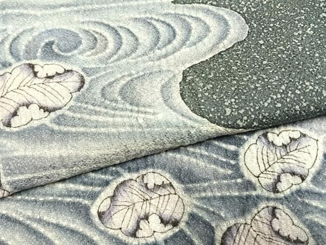平和屋着物●樋熊哲也 訪問着 辻が花 絞り 手描き 金通し地 正絹 逸品 AABN3808fy