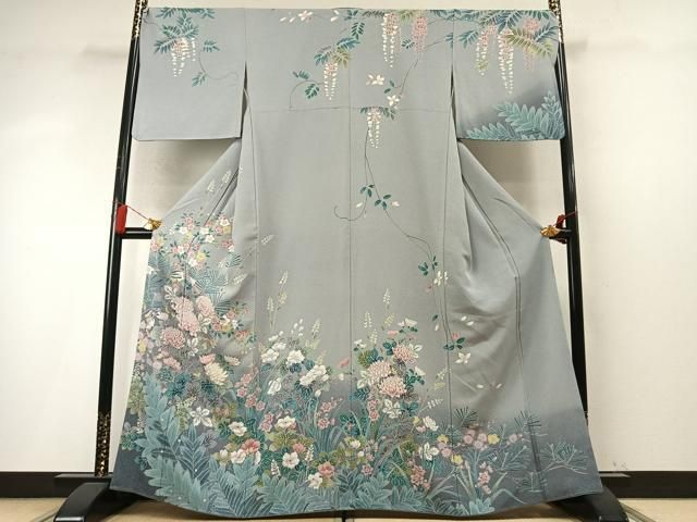 平和屋着物●訪問着 草花文 暈し染め 正絹 逸品 AABN3809fy
