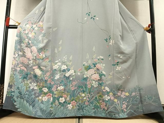 平和屋着物●訪問着 草花文 暈し染め 正絹 逸品 AABN3809fy
