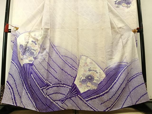 平和屋着物●豪華振袖 総絞り 駒刺繍 舞花文 暈し染め 銀糸 やまと誂製 正絹 逸品 AABN3815fy