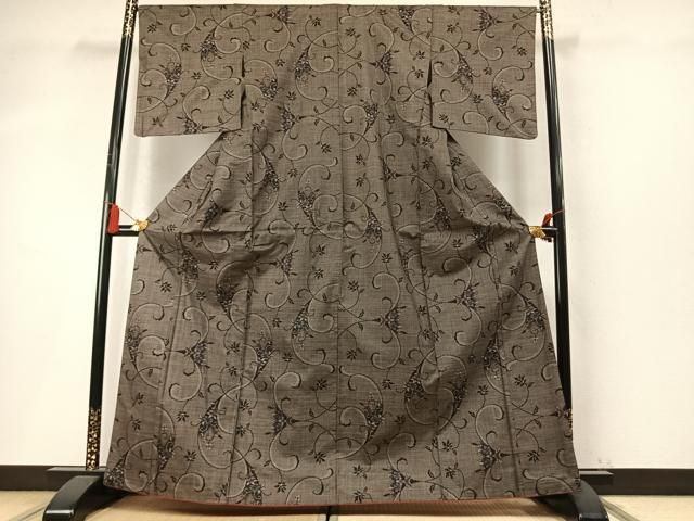 平和屋着物●本場大島紬 7マルキ 花唐草文 正絹 逸品 AABN3819fy
