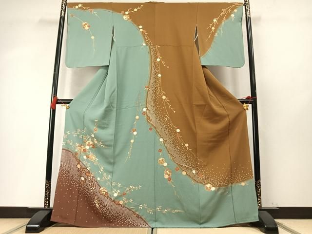 平和屋着物●訪問着 作家物 絞り 雪輪花文 金彩 正絹 逸品 AABN3821fy