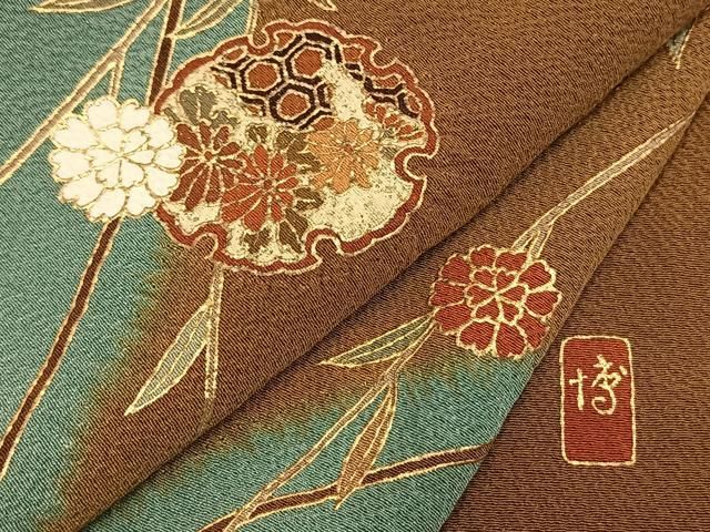 平和屋着物●訪問着 作家物 絞り 雪輪花文 金彩 正絹 逸品 AABN3821fy