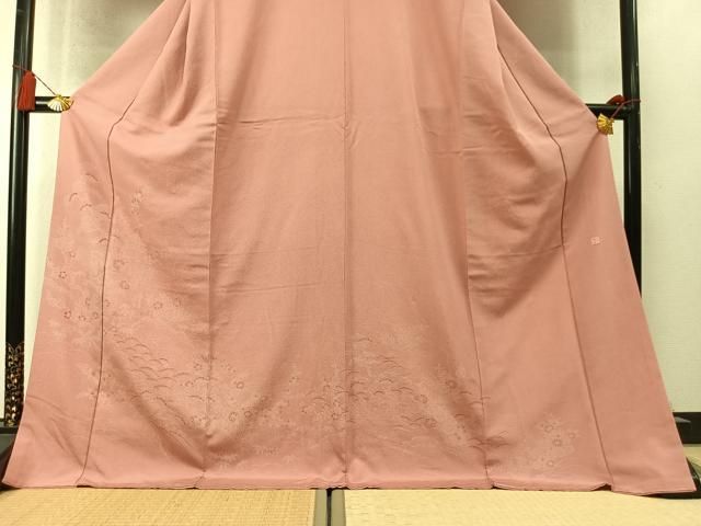 平和屋着物●伝統工芸師 服部光擴 江戸小紋 訪問着 松竹梅 風景花文 松坂屋扱い ロング丈 正絹 逸品 AABN3822fy