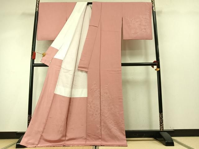 平和屋着物●伝統工芸師 服部光擴 江戸小紋 訪問着 松竹梅 風景花文 松坂屋扱い ロング丈 正絹 逸品 AABN3822fy