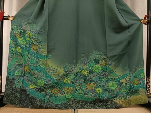 平和屋着物●訪問着 絞り 辻が花 暈し染め 金彩 正絹 逸品 AABN3827fy