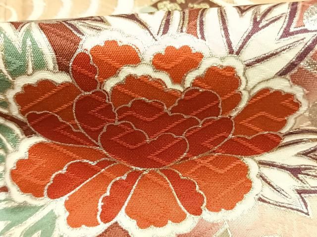 平和屋着物●豪華振袖 扇面花文 暈し染め 金銀彩 正絹 逸品 AABN3828fy