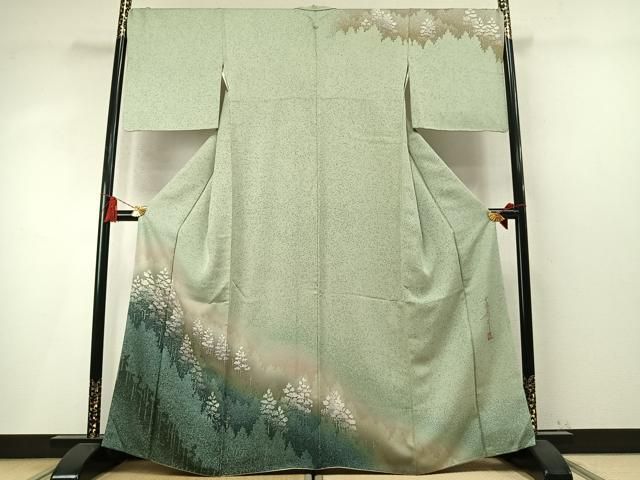 平和屋着物●中嶋博司 訪問着 樹林文 暈し染め 正絹 逸品 AABN3845fy
