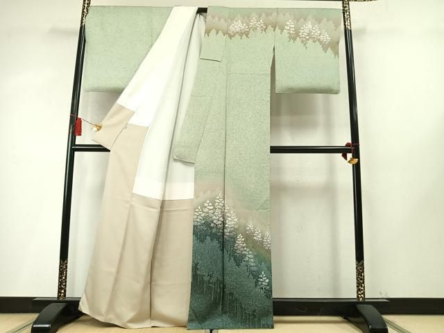 平和屋着物●中嶋博司 訪問着 樹林文 暈し染め 正絹 逸品 AABN3845fy