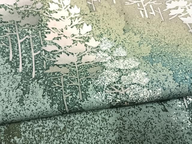 平和屋着物●中嶋博司 訪問着 樹林文 暈し染め 正絹 逸品 AABN3845fy