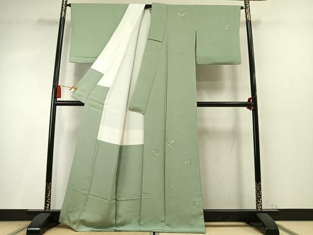 平和屋着物●訪問着 総刺繍 草花文 金糸 正絹 逸品 AABN3848fy