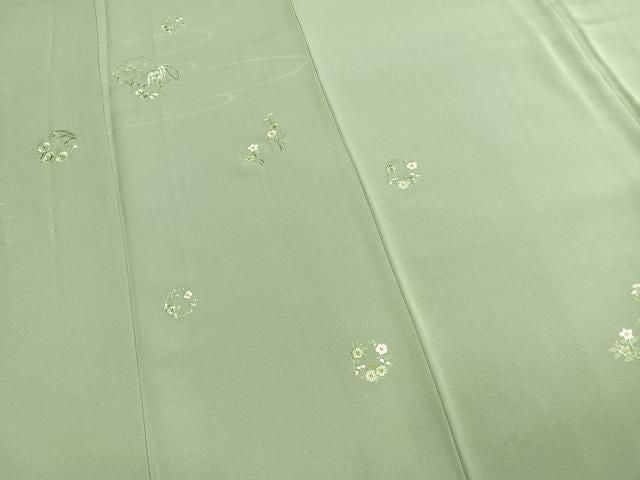 平和屋着物●訪問着 総刺繍 草花文 金糸 正絹 逸品 AABN3848fy