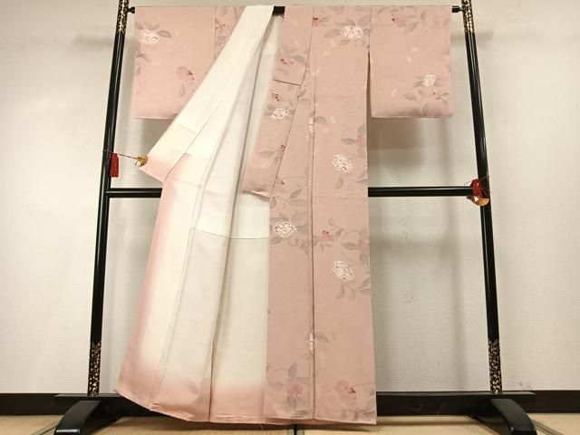 平和屋着物●上質な小紋 地紋起こし 草花文 正絹 逸品 未使用 AABN3854fy