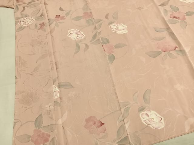 平和屋着物●上質な小紋 地紋起こし 草花文 正絹 逸品 未使用 AABN3854fy
