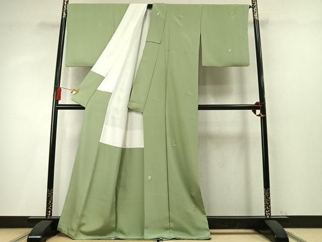 平和屋着物●中国人間国宝 将雪英 訪問着 総刺繍 楽器花文 金糸 正絹 逸品 AABN3859fy
