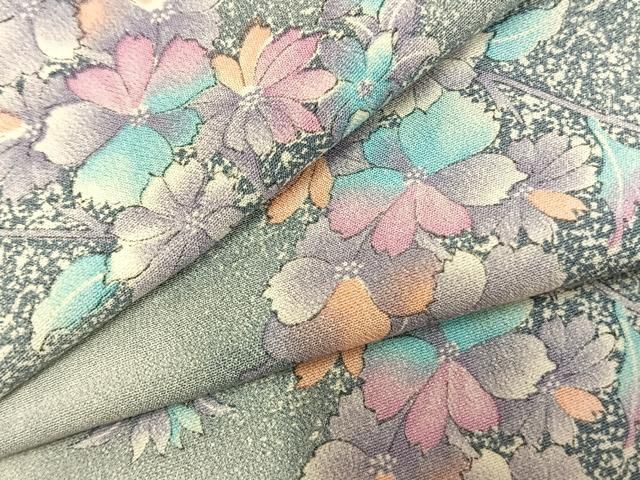 平和屋着物●上質な小紋 枝花文 暈し染め 高島屋扱い 正絹 逸品 未使用 AABN3885fy