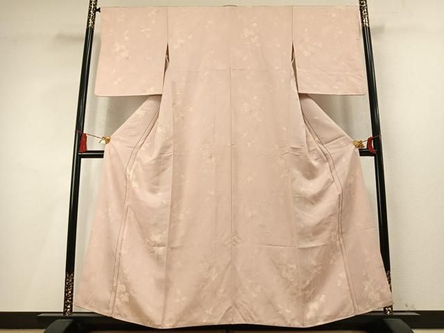 平和屋着物●上質な小紋 地紋起こし 葡萄蔦の葉文 正絹 逸品 AABN3925fy