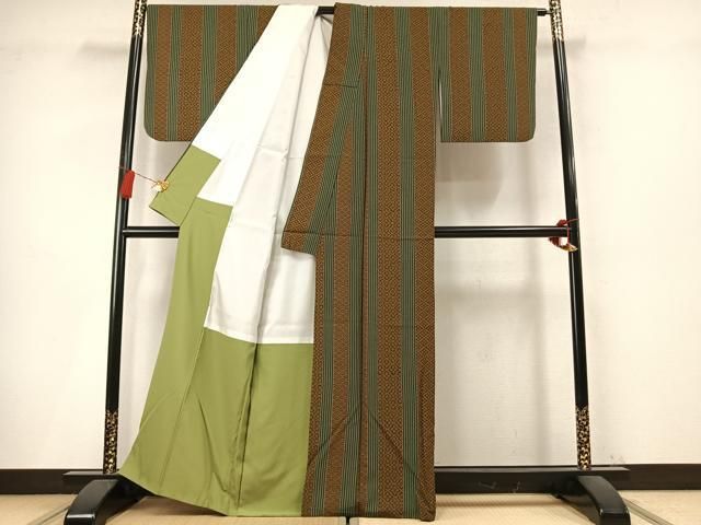 平和屋着物●上質な小紋 花菱間道 正絹 逸品 AABN3932fy