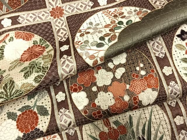平和屋着物●中国三大刺繡 スワトウ刺繡 汕頭刺繡 相良刺繡 総刺繡 色留袖 花丸文 金糸 正絹 逸品 AABN3940fy