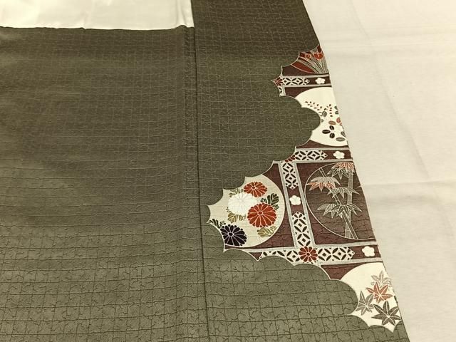 平和屋着物●中国三大刺繡 スワトウ刺繡 汕頭刺繡 相良刺繡 総刺繡 色留袖 花丸文 金糸 正絹 逸品 AABN3940fy