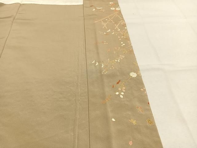 平和屋着物●中国三大刺繡 スワトウ刺繡 汕頭刺繡 総刺繡 色留袖 枝花文 暈し染め 金糸 金彩 正絹 逸品 AABN3941fy