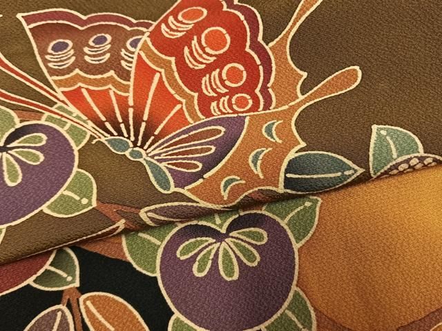 平和屋着物●豪華振袖 紅型 花蝶紋 暈し染め 正絹 逸品 AABN3944fy
