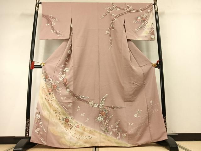平和屋着物●訪問着 枝花文 暈し染め 金彩 正絹 逸品 AABN3950fy