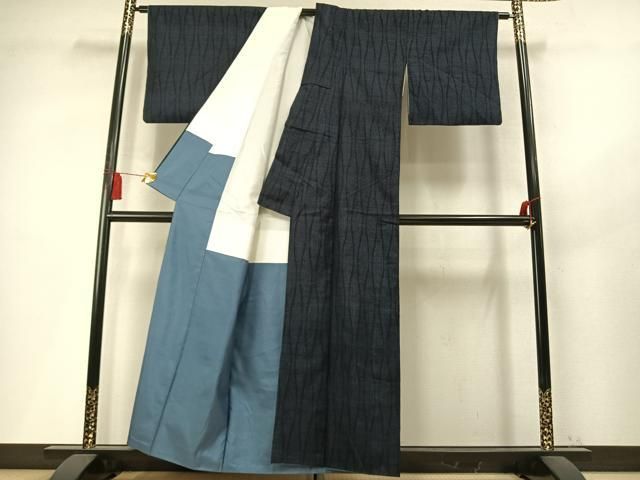 平和屋着物●結城紬 80亀甲 立涌文 正絹 逸品 AABN3957fy