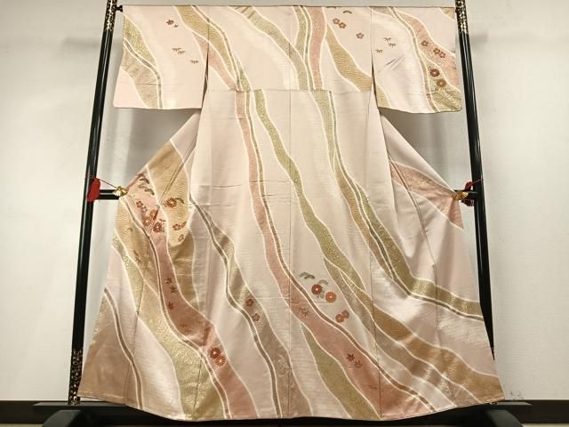 平和屋着物●訪問着 駒刺繍 道長花文 金彩 正絹 逸品 AABN3960fy