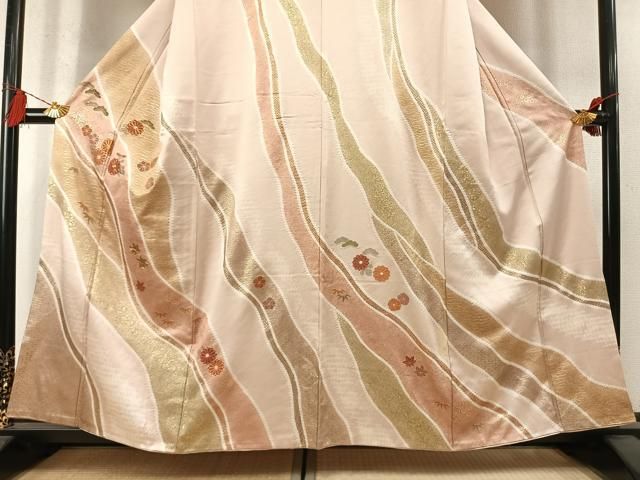 平和屋着物●訪問着 駒刺繍 道長花文 金彩 正絹 逸品 AABN3960fy