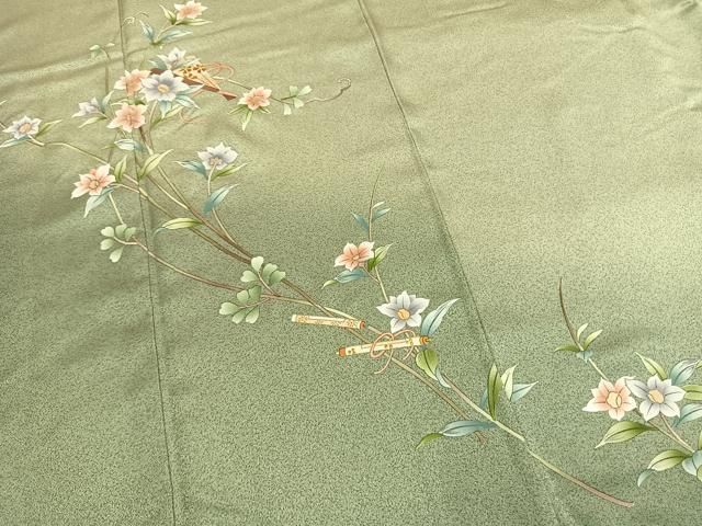 平和屋着物●訪問着 扇面花文 暈し染め 正絹 逸品 未使用 AABN3962fy