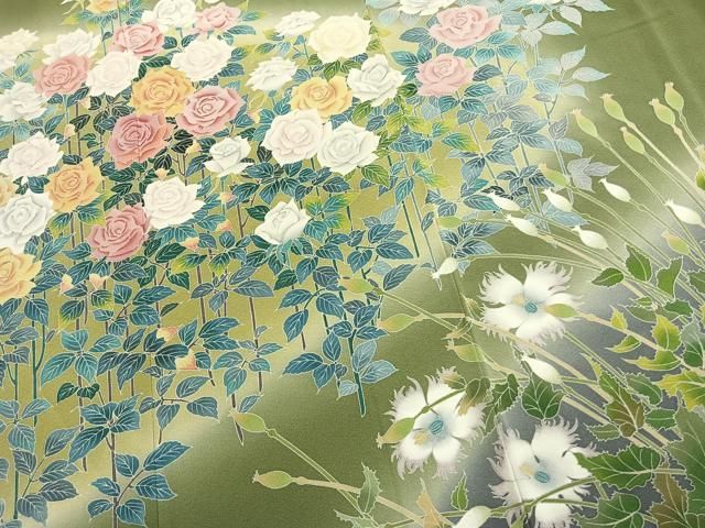 平和屋着物●訪問着 友禅 作家物 草花文 暈し染め 正絹 逸品 AABN3968fy