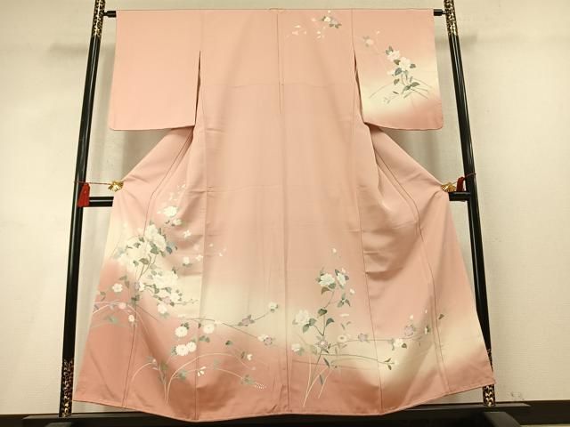 平和屋着物●訪問着 友禅 作家物 枝花文 暈し染め 正絹 逸品 AABN4001fy