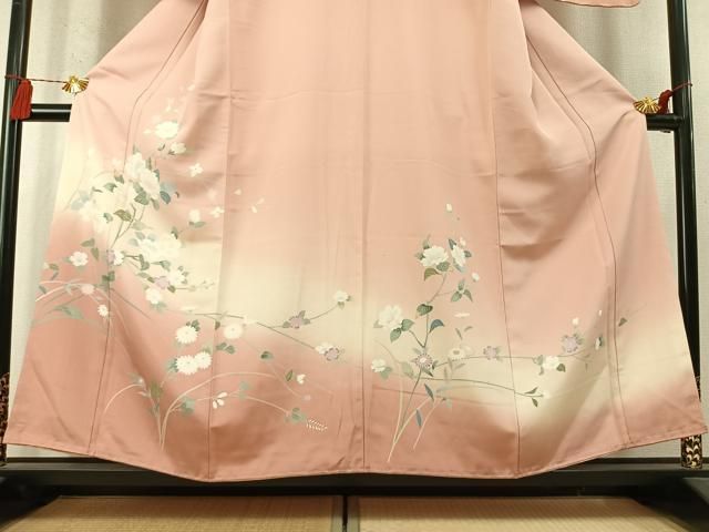 平和屋着物●訪問着 友禅 作家物 枝花文 暈し染め 正絹 逸品 AABN4001fy