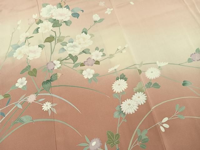 平和屋着物●訪問着 友禅 作家物 枝花文 暈し染め 正絹 逸品 AABN4001fy