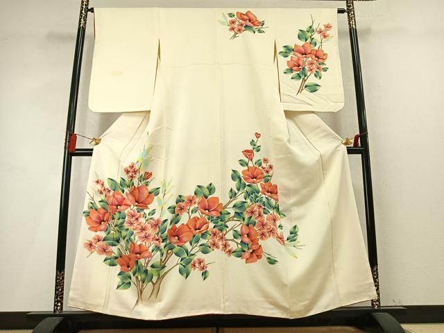 平和屋着物●訪問着 枝花文 正絹 逸品 AABN4006fy