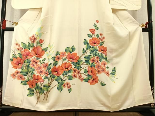 平和屋着物●訪問着 枝花文 正絹 逸品 AABN4006fy