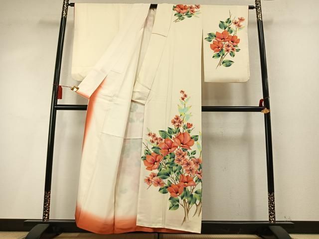 平和屋着物●訪問着 枝花文 正絹 逸品 AABN4006fy