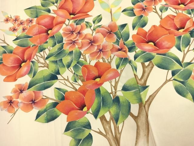 平和屋着物●訪問着 枝花文 正絹 逸品 AABN4006fy