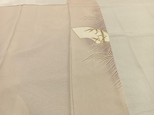 平和屋着物●訪問着 刺繍 地紙花文 暈し染め 金糸 金彩 正絹 逸品 AABN4012fy