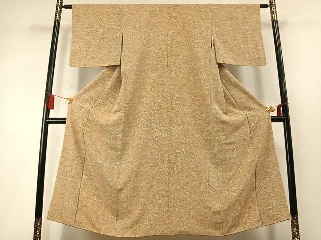 平和屋着物●上質な小紋 型染め 草葉文 正絹 逸品 AABN4020fy