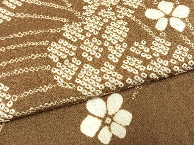 平和屋着物●訪問着 総絞り 草花文 正絹 逸品 AABN4035fy