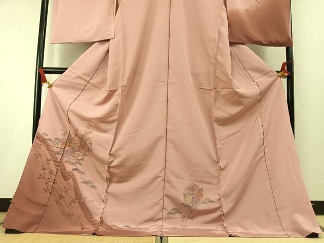 平和屋着物●中国三大刺繍 スワトウ刺繍 汕頭刺繍 総刺繍 訪問着 雪輪花文 暈し染め 仮絵羽 正絹 逸品 未使用 AABN4036fy