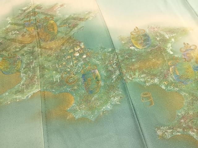 平和屋着物●豪華色留袖 陶器花文 暈し染め 金彩 正絹 逸品 AABN4038fy